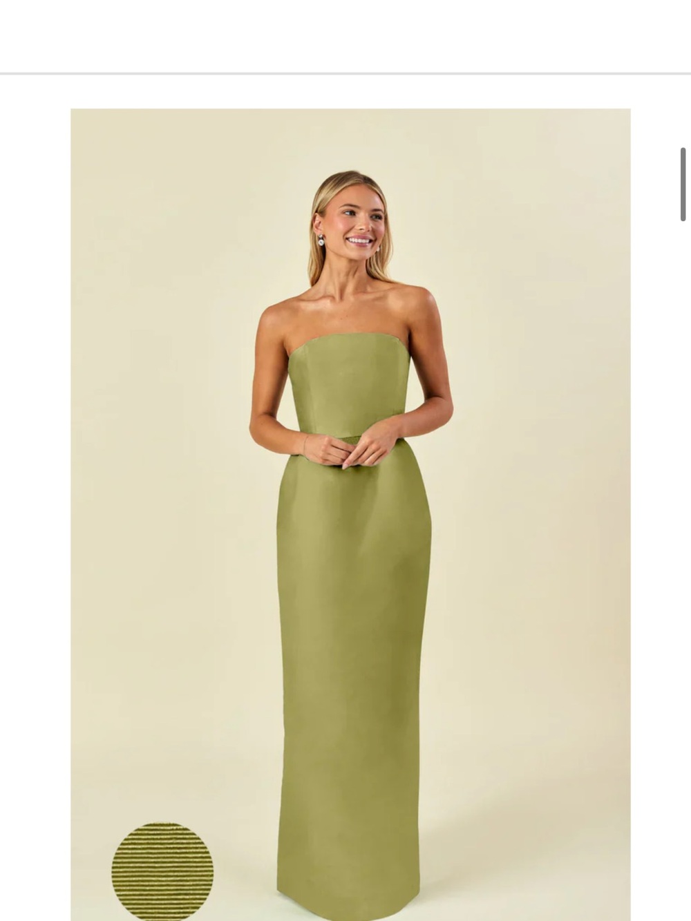 Strapless Olive Green Column Wedding Dress
